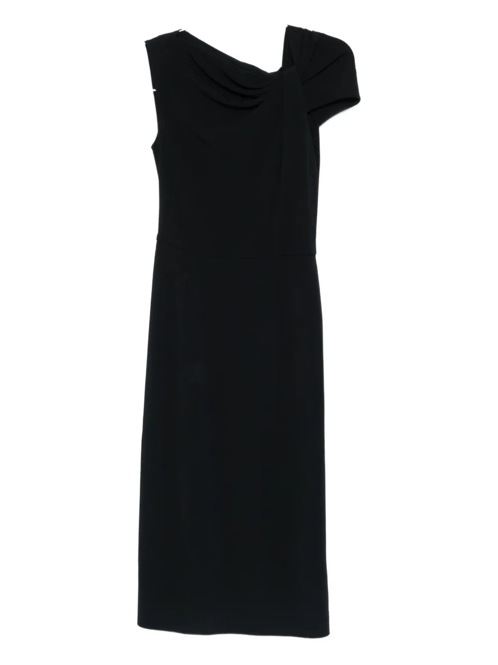 Givenchy Draped-detail One-shoulder Midi Dress In Black