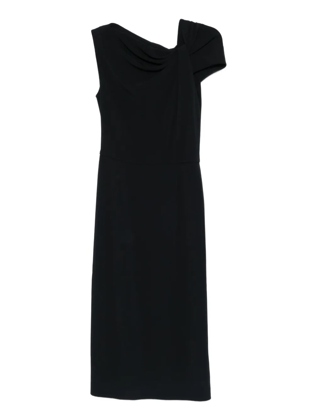 Givenchy draped-detail one-shoulder midi dress - ブラック Givenchy draped-detail one-shoulder midi dress - ブラック
