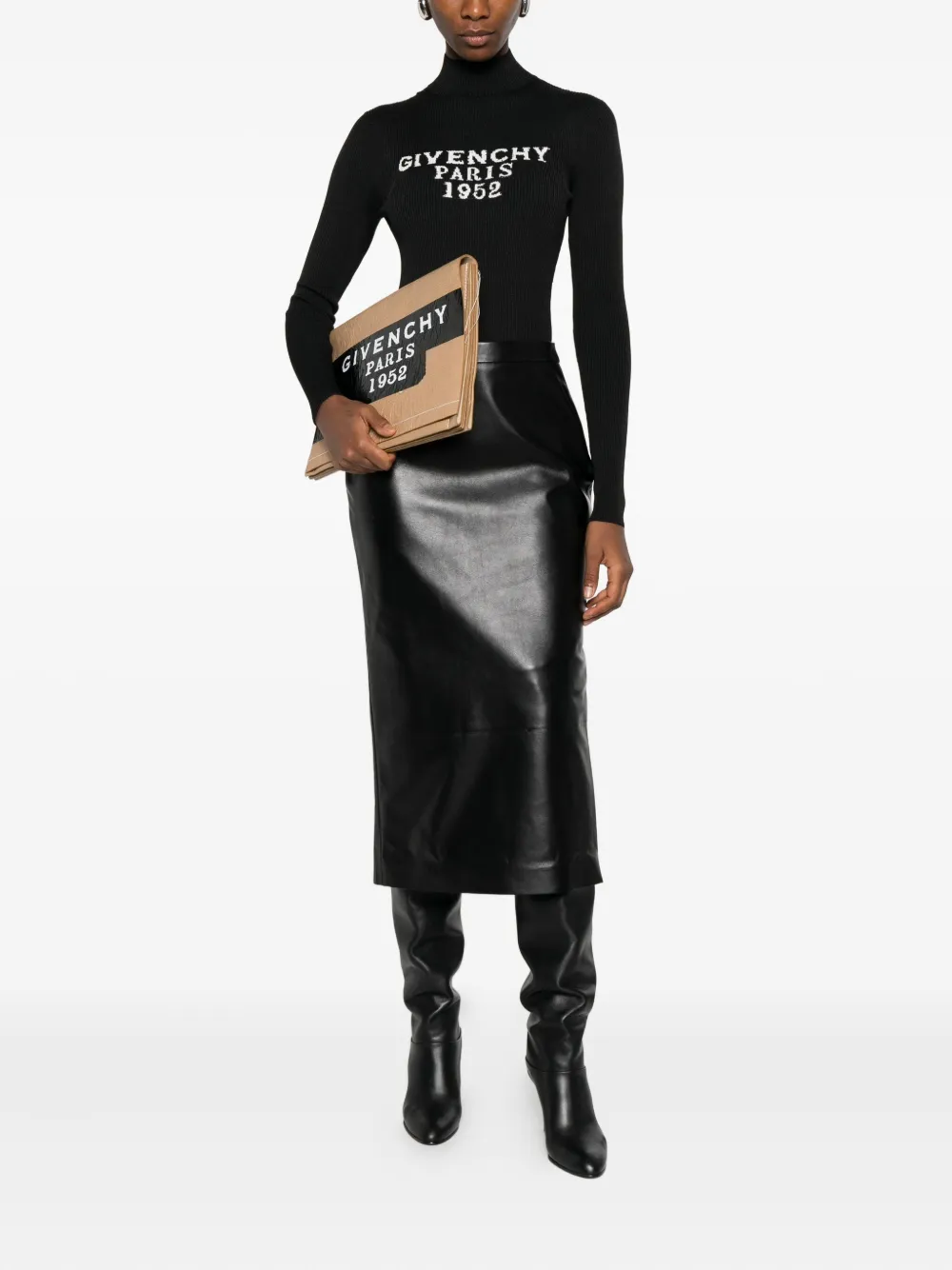 Givenchy High-neck Logo Bodysuit In Black