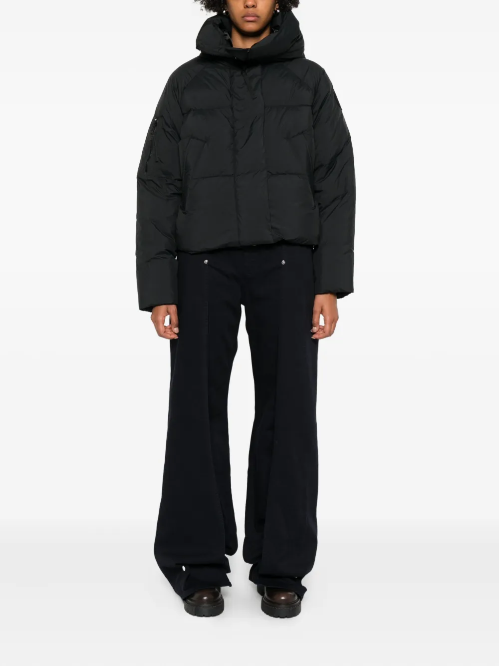 Canada Goose Hooded Long Sleeve Puffer Jacket In Black