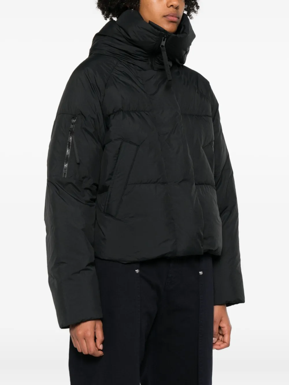 Canada Goose Hooded Long Sleeve Puffer Jacket In Black