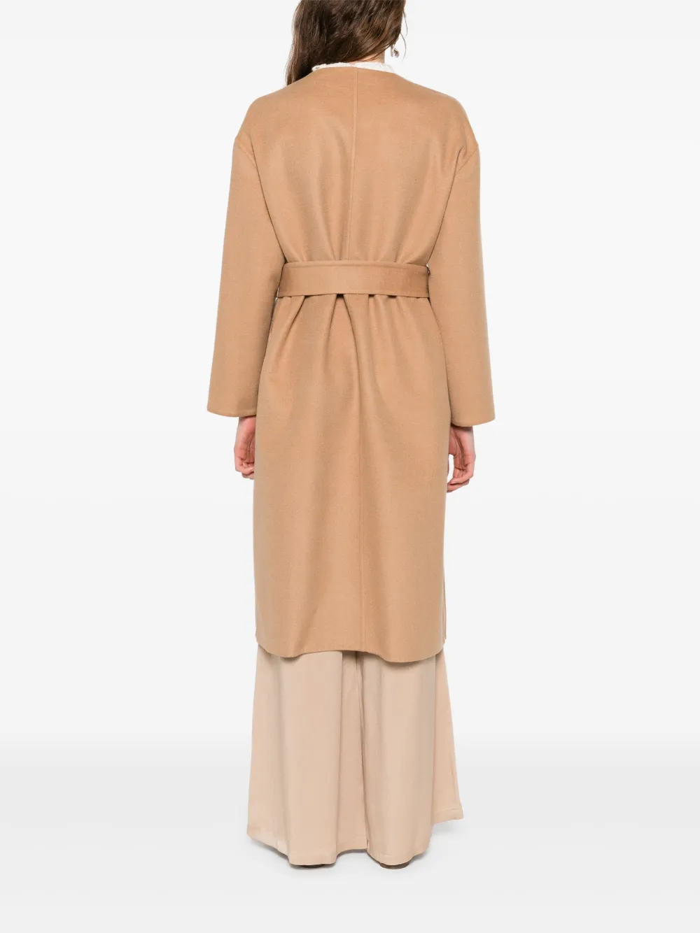 Fabiana Filippi Wollen jas met ceintuur Beige
