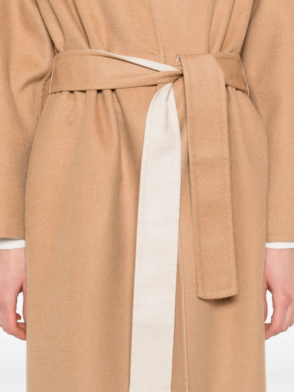 Fabiana Filippi Wollen jas met ceintuur Beige