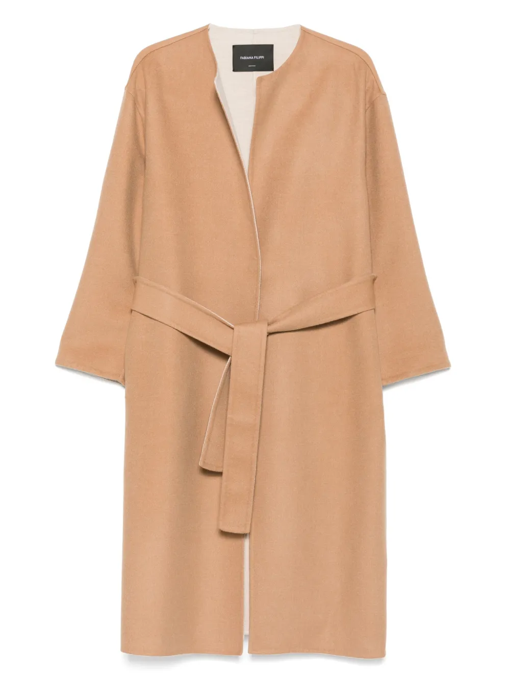 Fabiana Filippi Wollen jas met ceintuur Beige