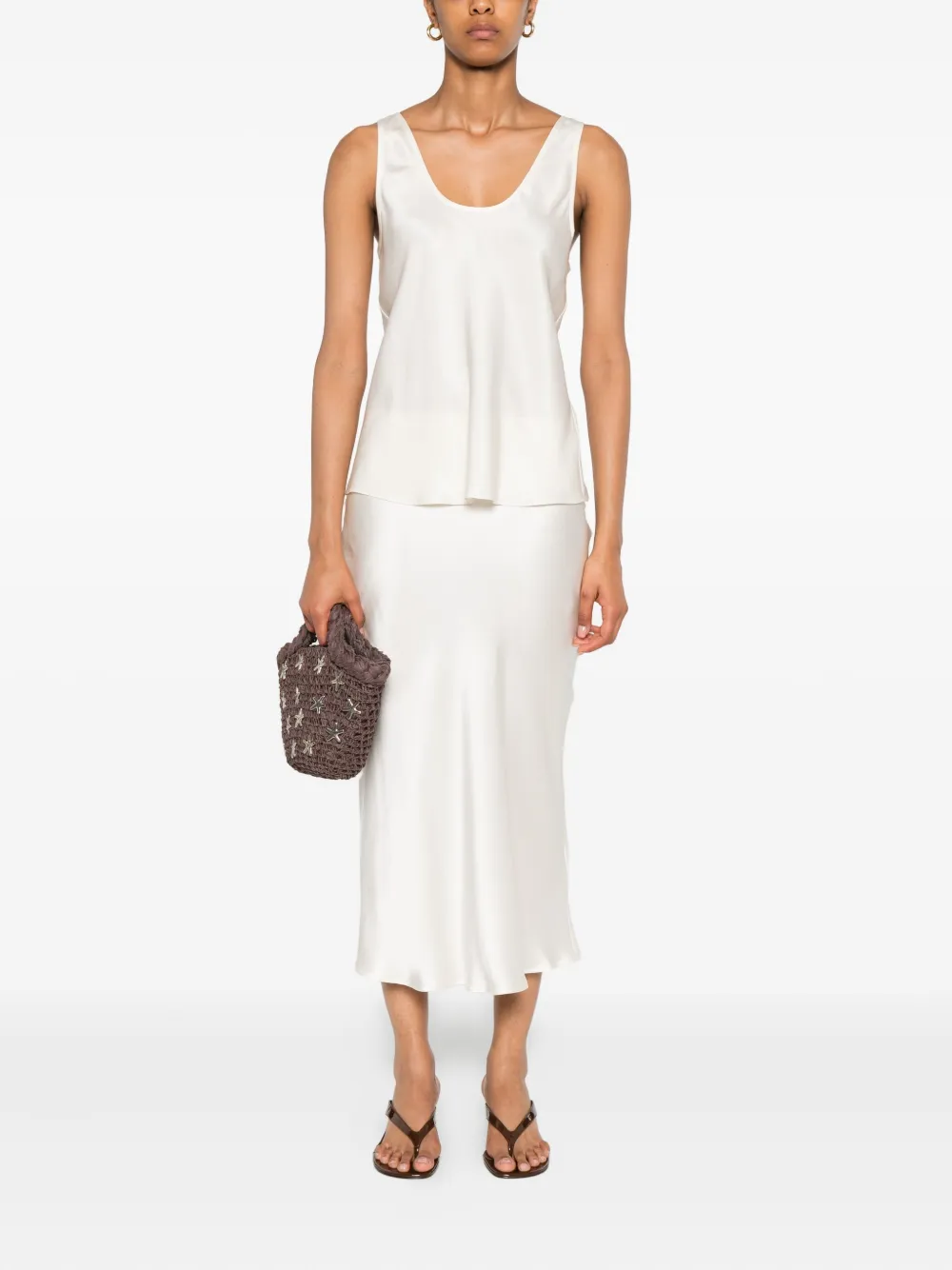 ANINE BING silk high-rise skirt Wit