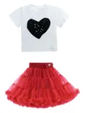 Mimi Tutu Avalon heart-appliqué top and skirt set - White