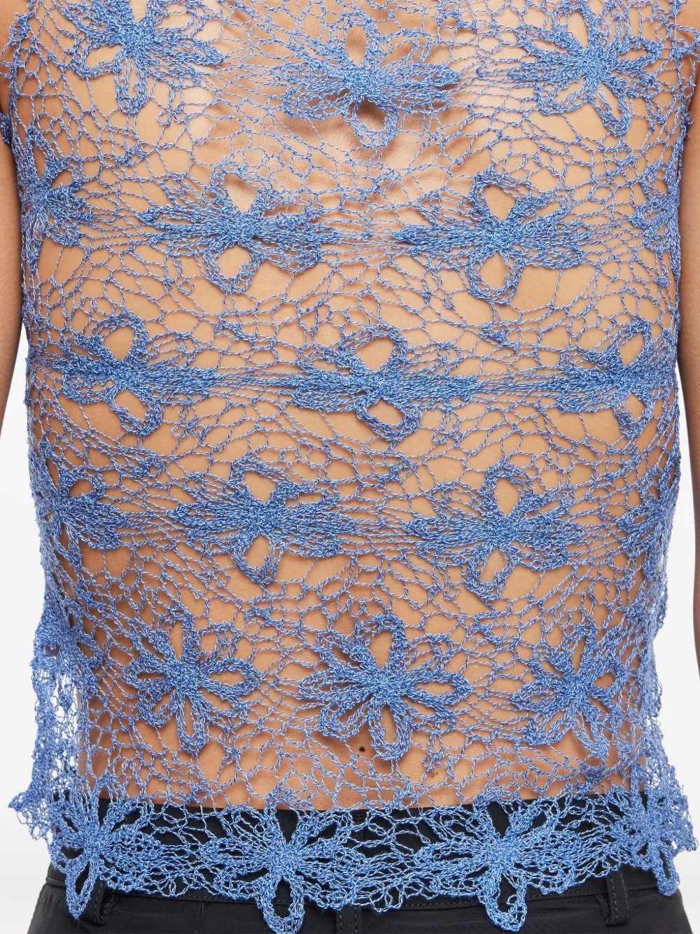 Collina Strada flower-embroidered sleeveless top Blauw
