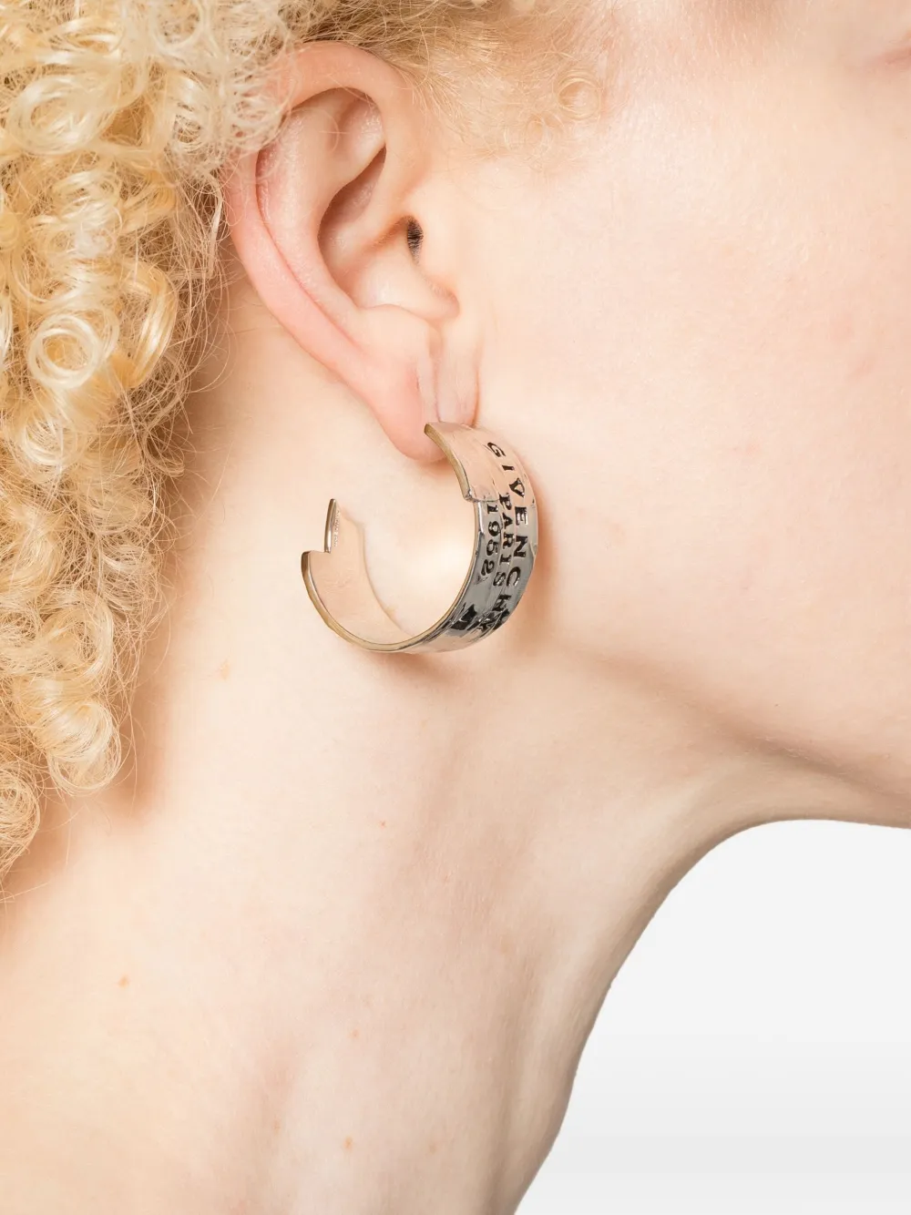Givenchy Logo-engraved Hoop Earrings In Metallic