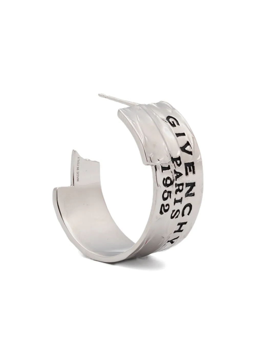 Givenchy logo-engraved hoop earrings - Argento