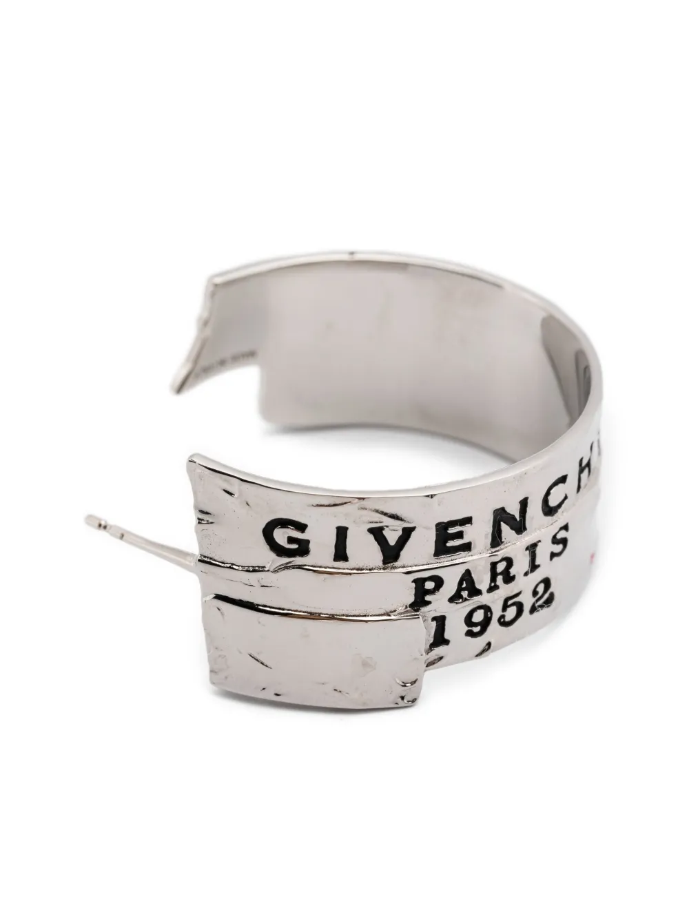 Givenchy Logo-engraved Hoop Earrings In Metallic