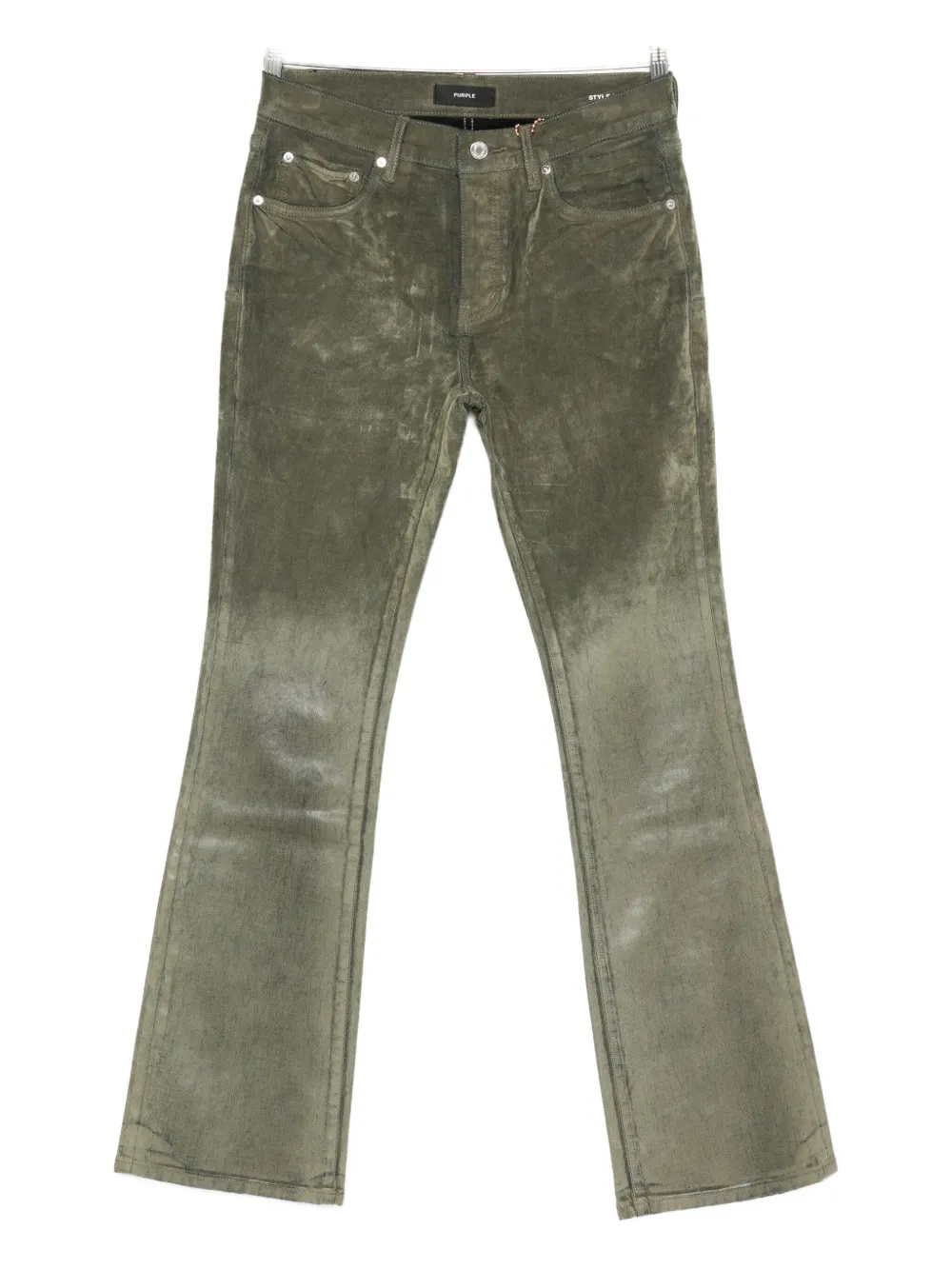 Purple Brand flocked flared jeans - グリーン Purple Brand flocked flared jeans - グリーン