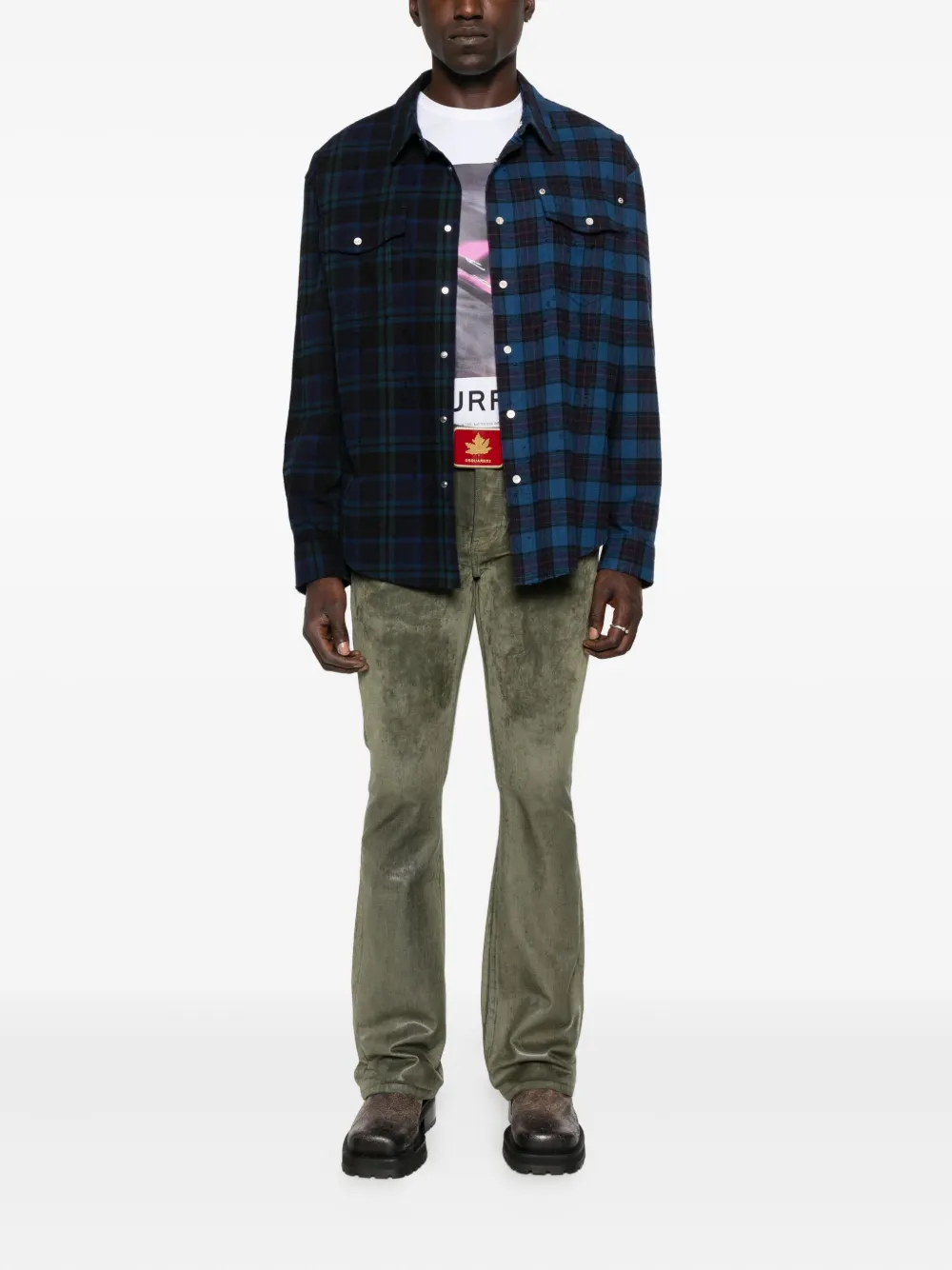 Purple Brand flocked flared jeans - Groen