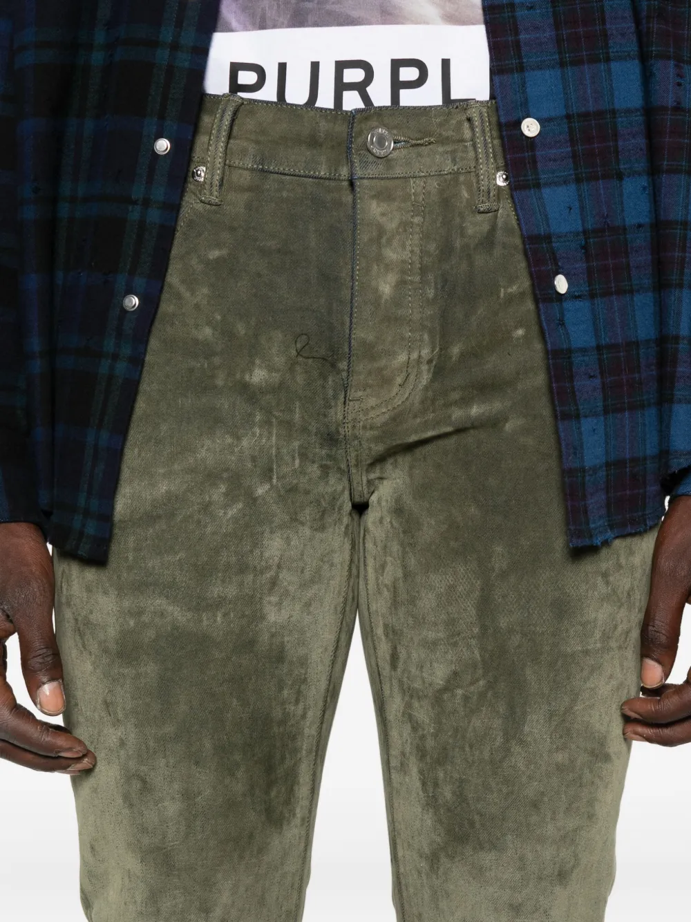 Purple Brand Gesmockte flared jeans Groen