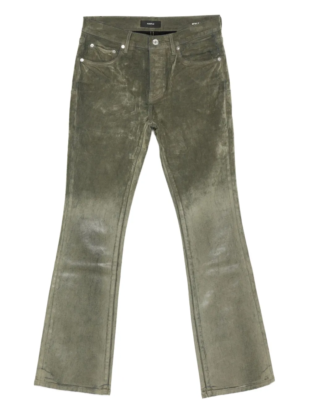 Purple Brand flocked flared jeans | Green | Image 1
