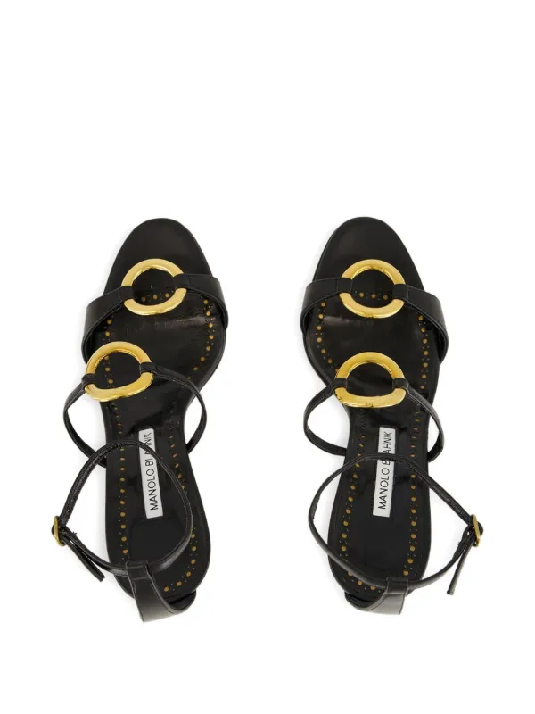 Manolo Blahnik アンクルストラップ レザーサンダル | ブルー