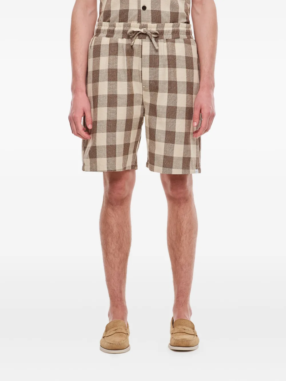 Les Deux Checked Elastic-waist Shorts In Multi