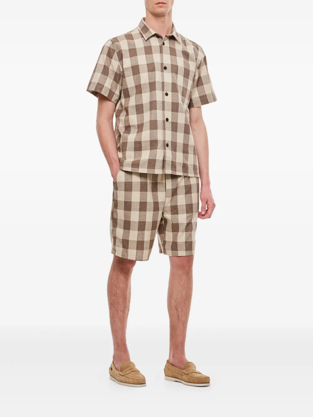 Les Deux Checked Elastic-waist Shorts In Multi