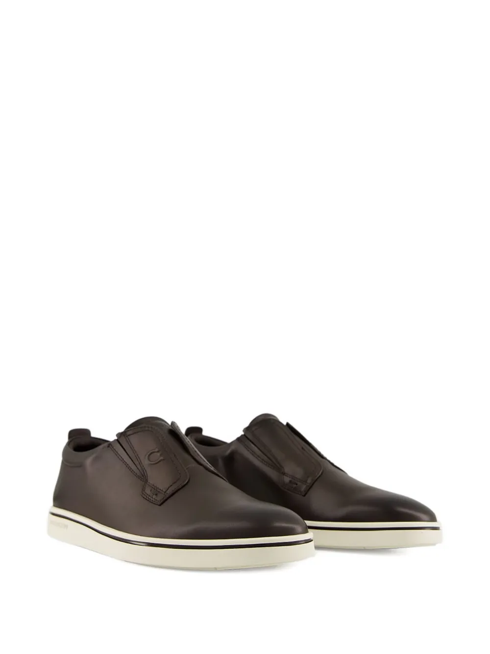 Ferragamo Gancini-detail leather slip-on sneakers Brown