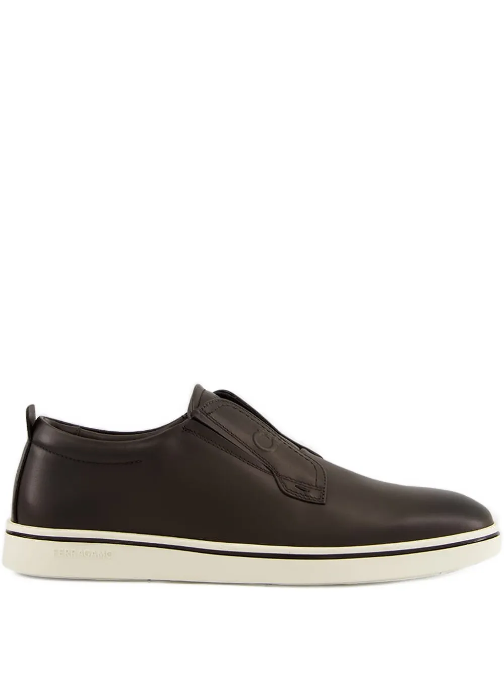 Ferragamo Gancini-detail leather slip-on sneakers Brown