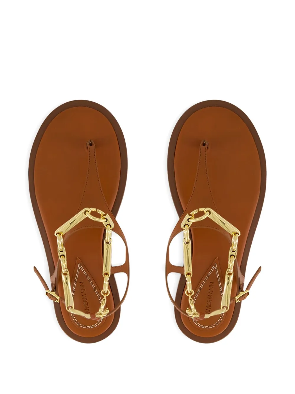 ZIMMERMANN chain-embellished leather sandals Brown