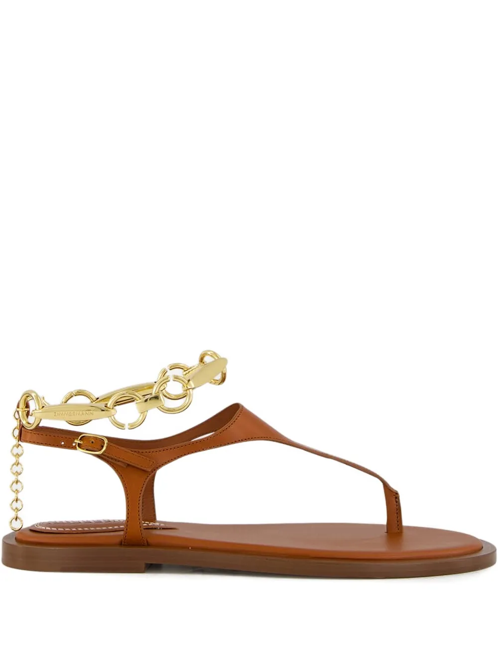 ZIMMERMANN chain-embellished leather sandals Brown