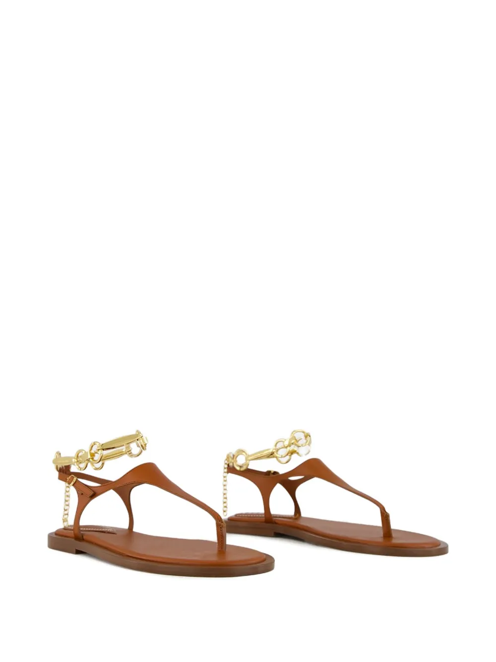 ZIMMERMANN chain-embellished leather sandals Brown