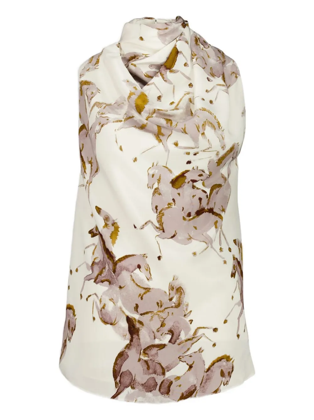 Altuzarra Sleary horse-print cowl-neck top | White | Image 1