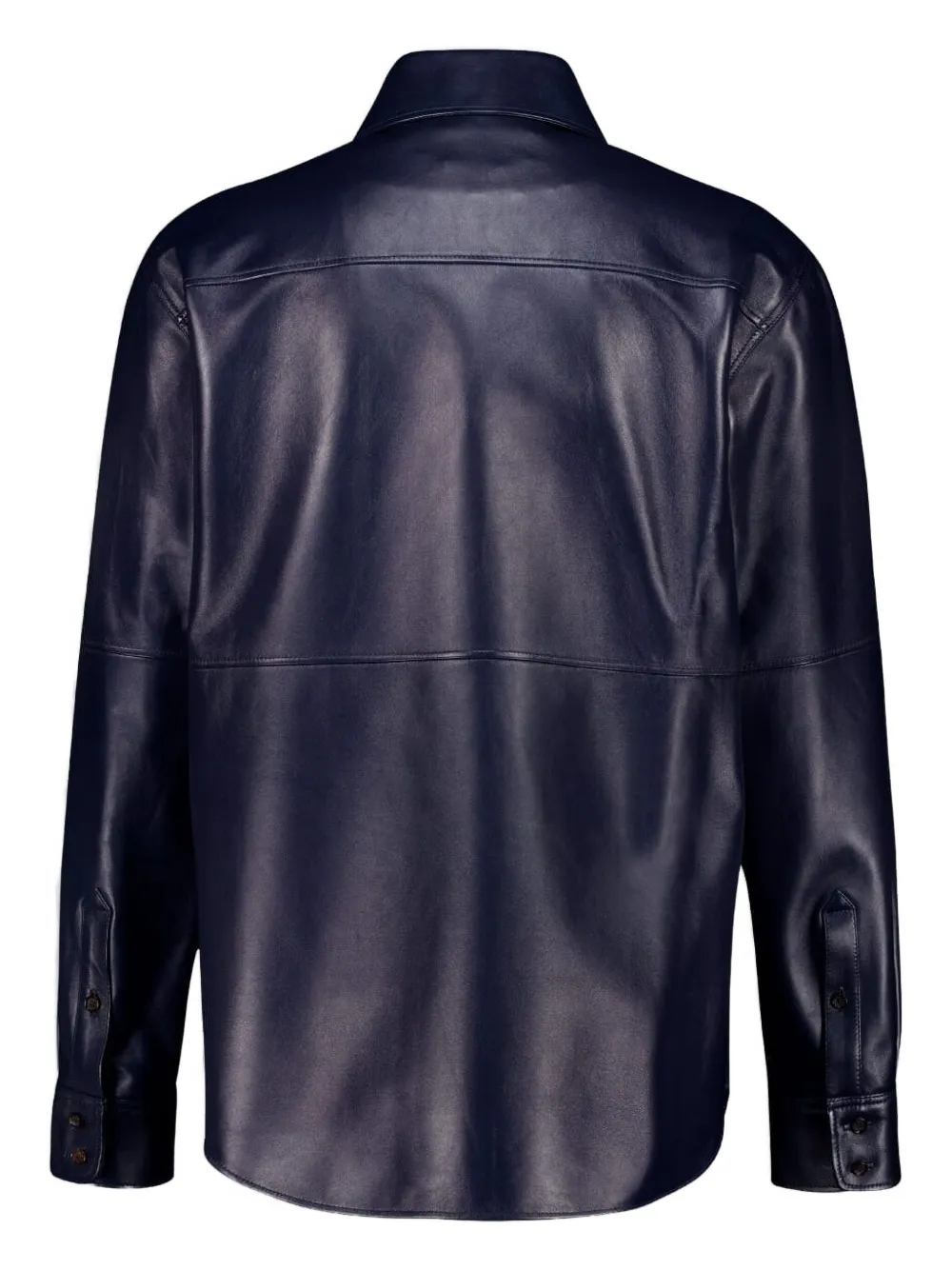Alexander McQueen Leren overhemd met dubbele zak Blauw