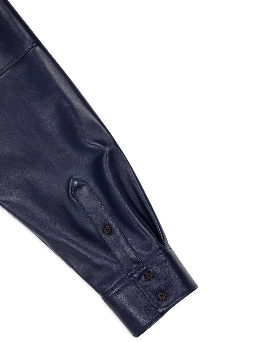 Alexander McQueen Leren overhemd met dubbele zak Blauw