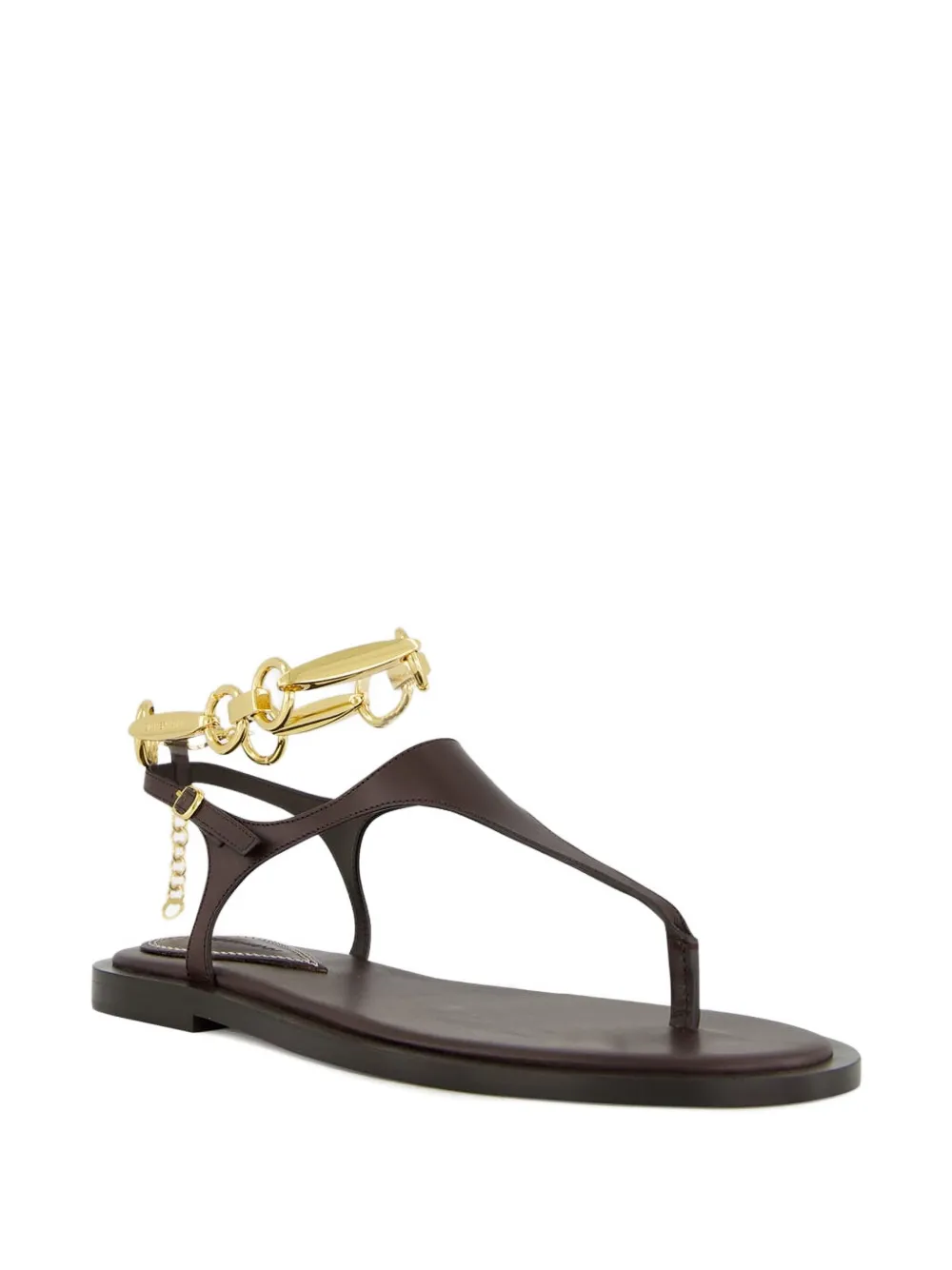 ZIMMERMANN Wild chain-embellished leather sandals Brown