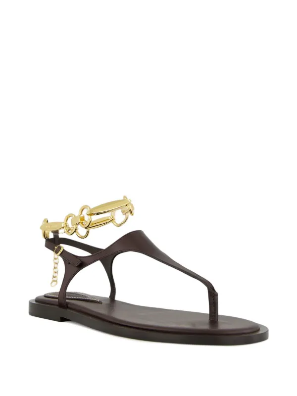 ZIMMERMANN Wild chain-embellished Leather Sandals | Brown