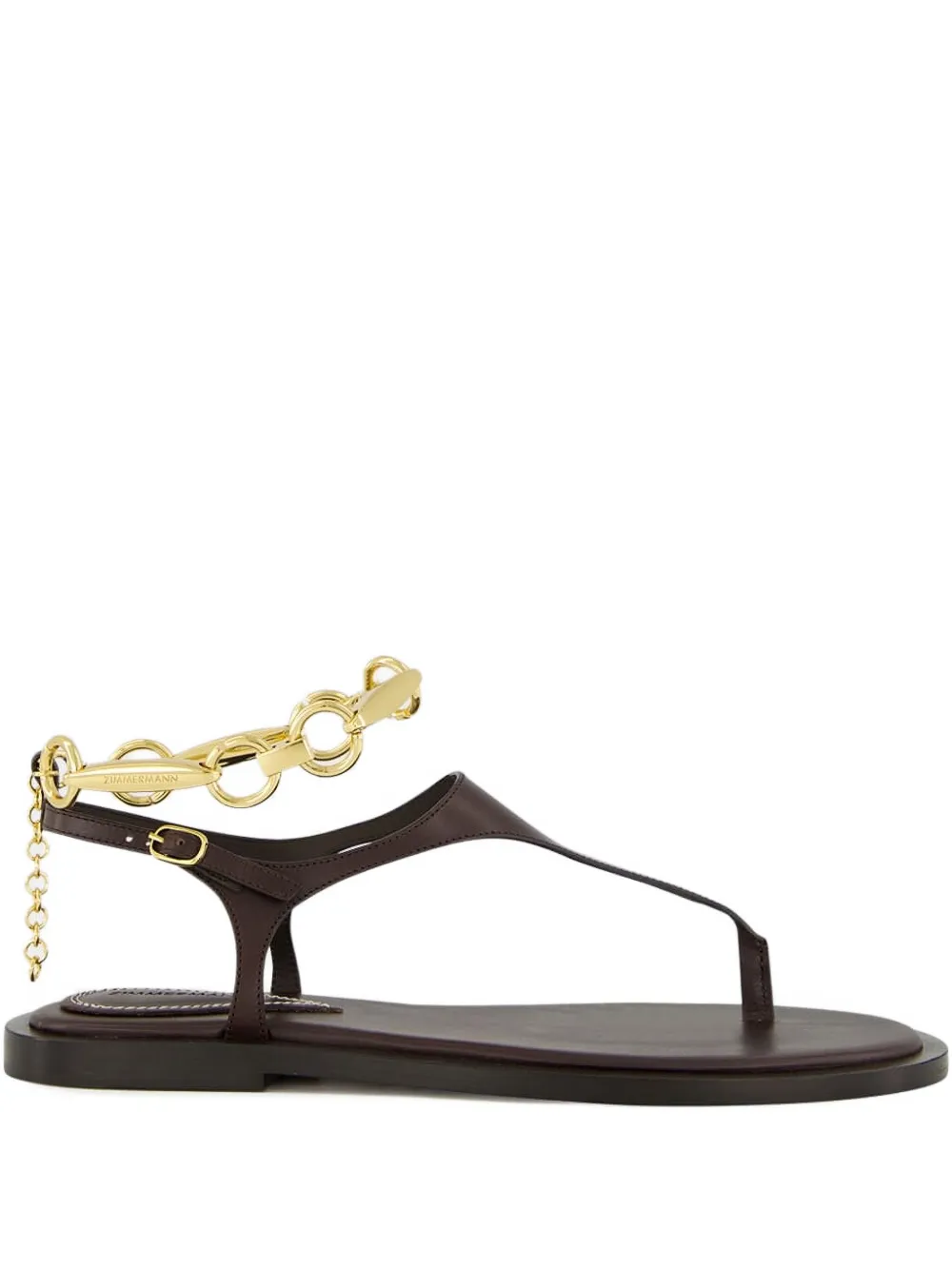 ZIMMERMANN Wild chain-embellished leather sandals Brown