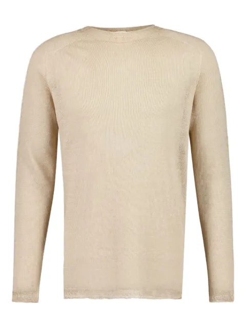 120% Lino raglan-sleeve crew-neck sweater