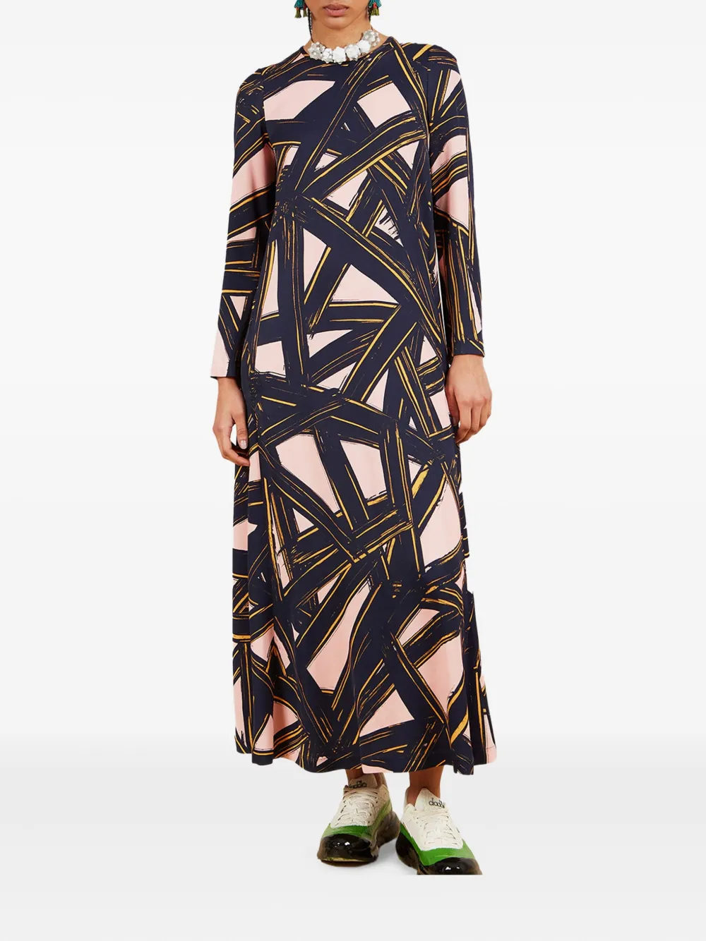 Colville abstract-print maxi dress Zwart