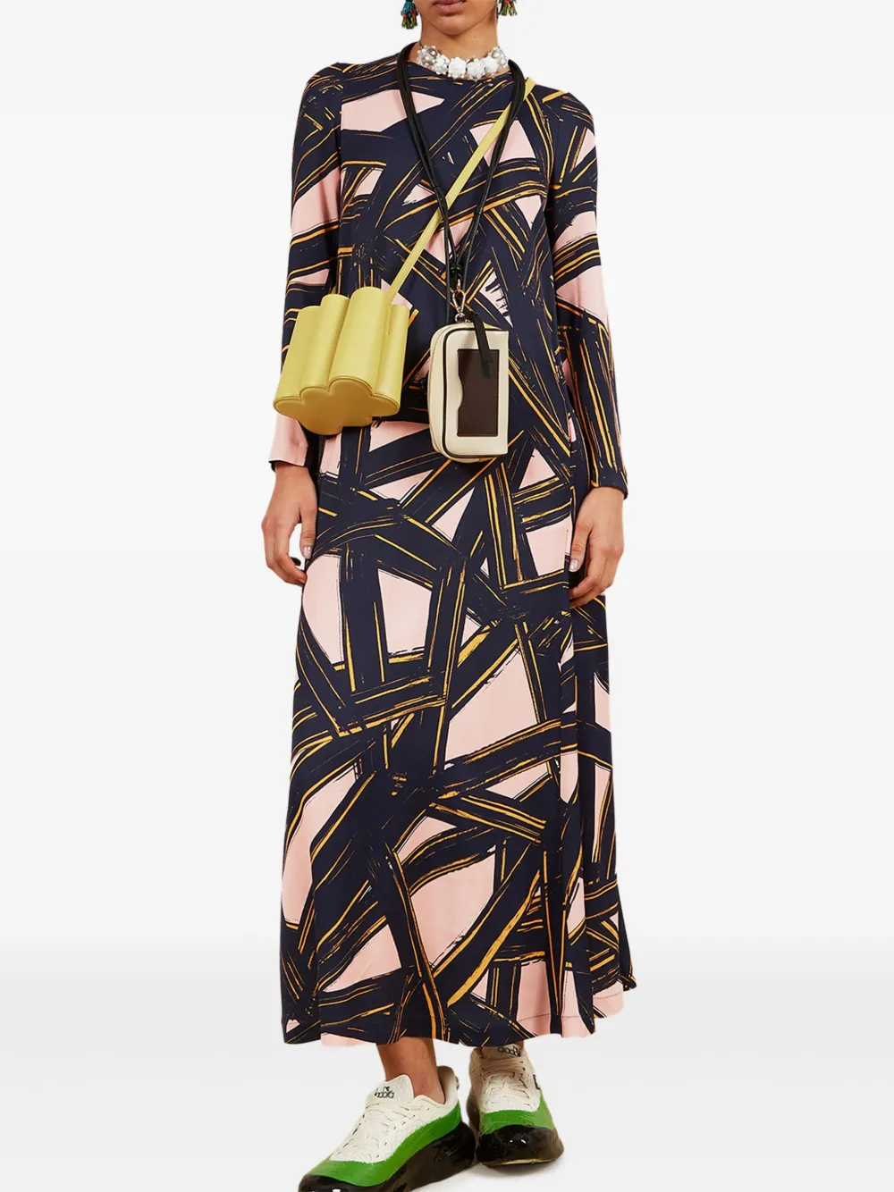 Colville Maxi-jurk met abstracte print - Zwart
