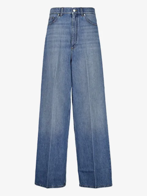 Stella McCartney faded wide-leg high-rise denim jeans