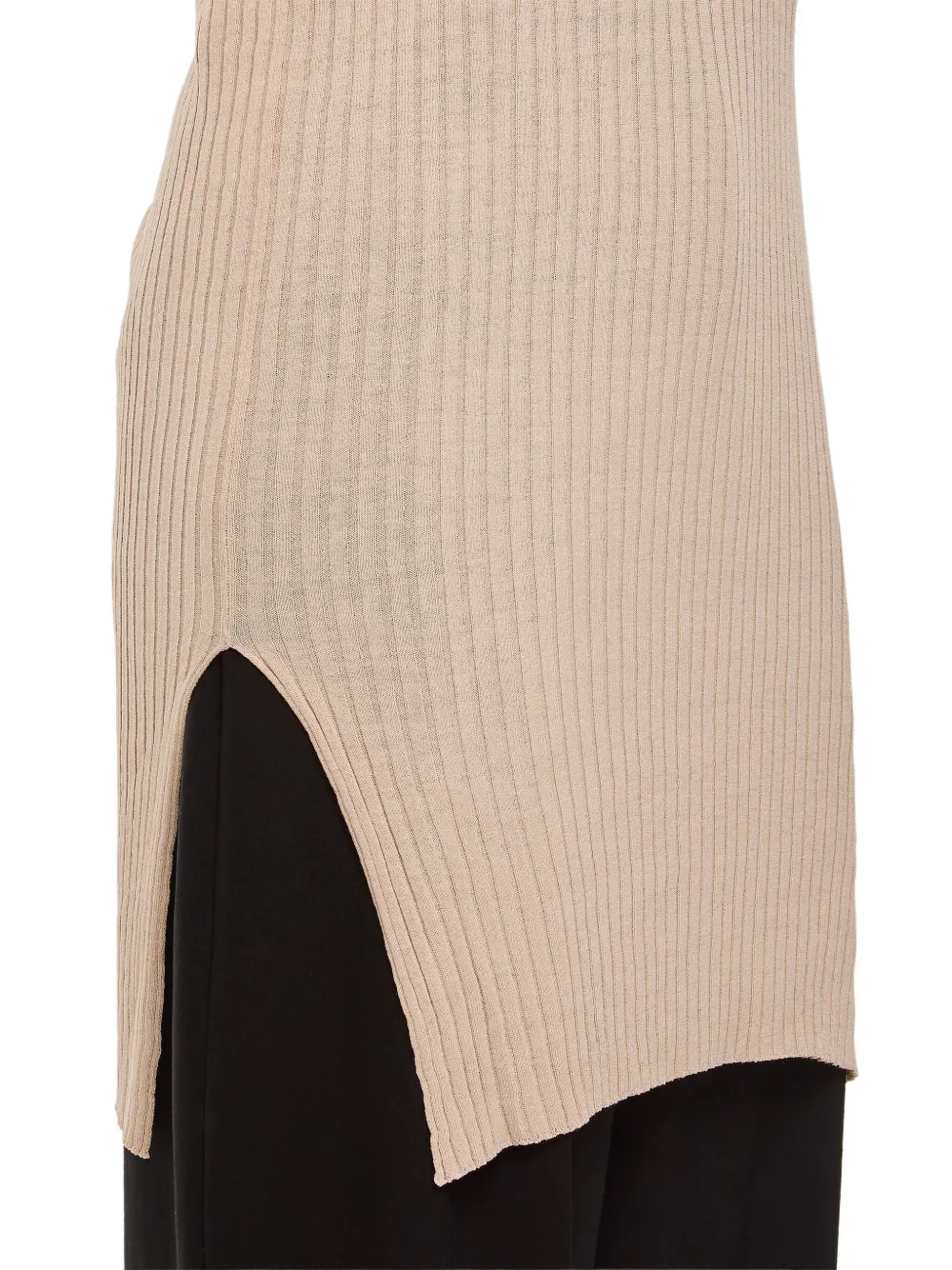 QUIRA Geribbelde tanktop met zijsplit Beige