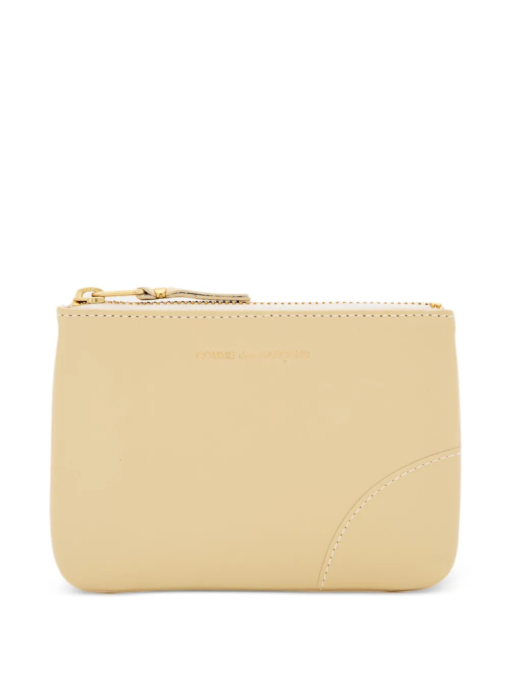 Comme Des Garçons Play logo curved-stitching zip wallet Beige