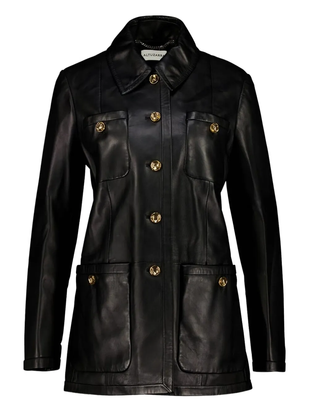 Altuzarra buttoned flap-pocket leather coat | Black | Image 1