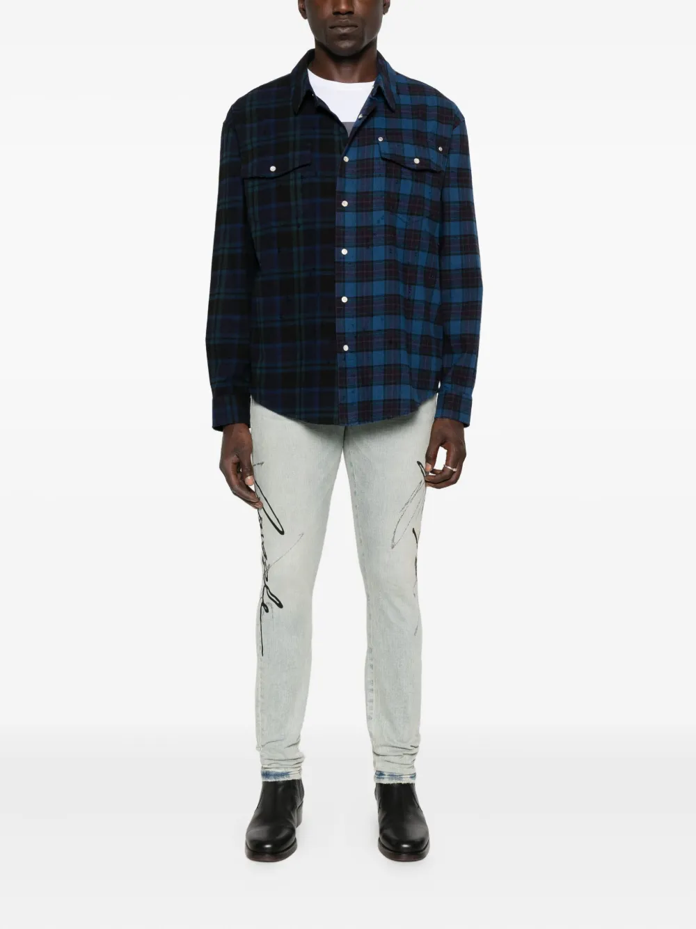 Purple Brand script-detail jeans - Blauw