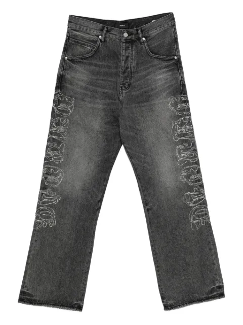 Purple Brand embroidered wide-leg jeans