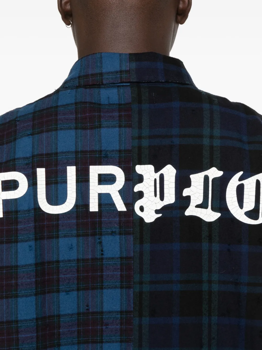 Purple Brand Overhemd met colourblocking Blauw