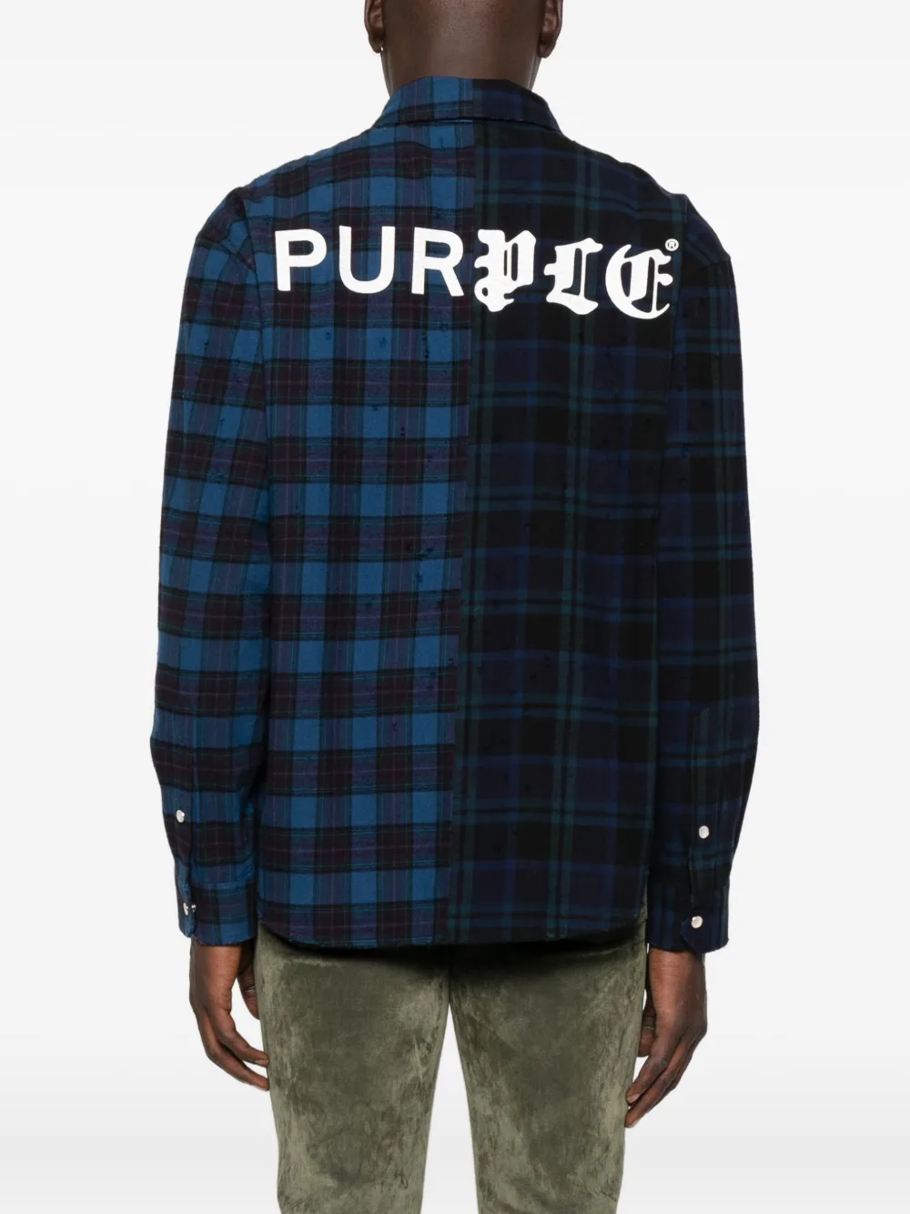 Purple Brand Overhemd met colourblocking Blauw