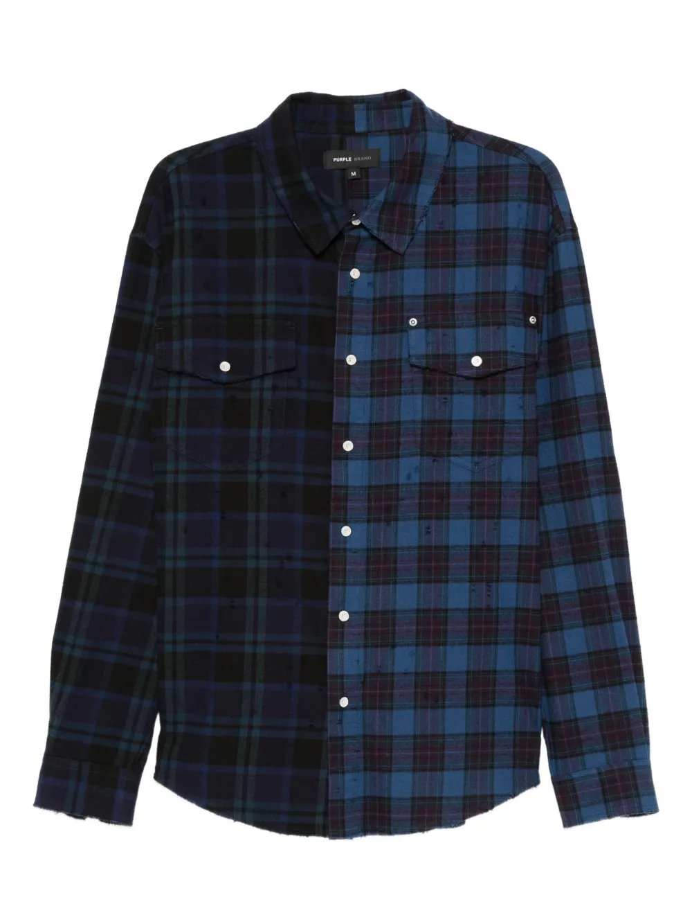 Purple Brand colour-block plaid shirt | Blue | Image 1