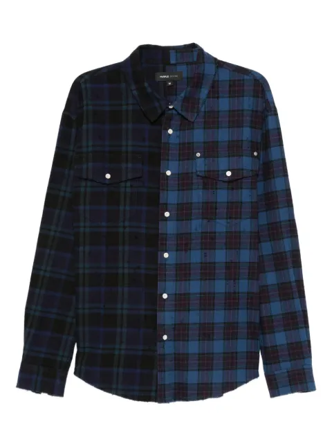 Purple Brand カラーブロック チェック シャツ
