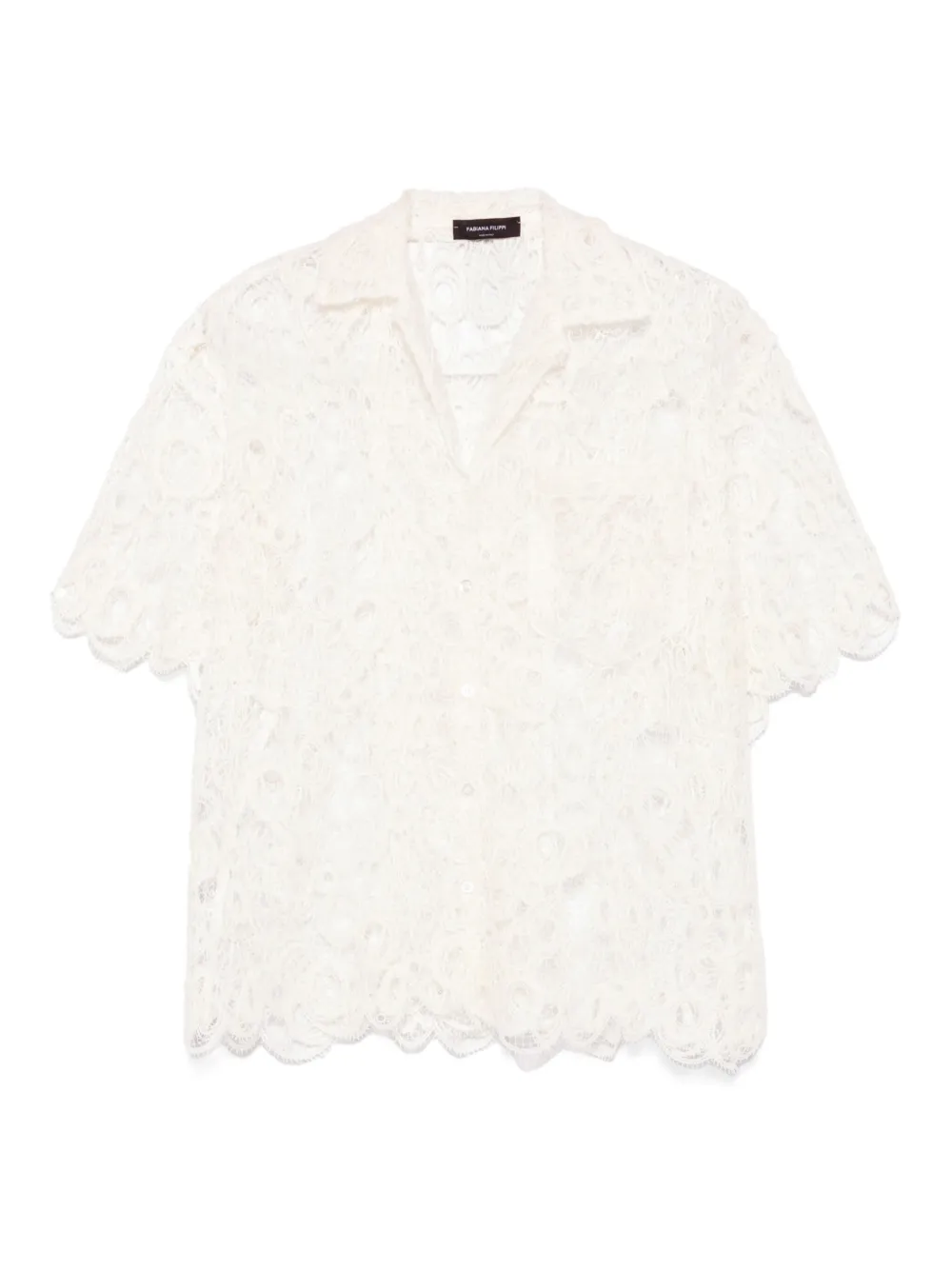 Fabiana Filippi Blouse met gewelfde afwerking en kant Wit