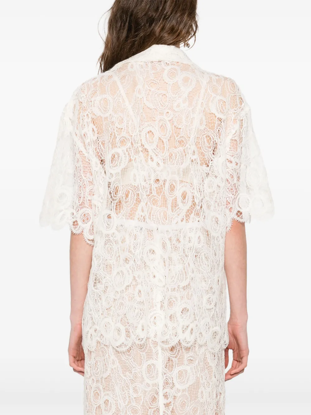Fabiana Filippi Blouse met gewelfde afwerking en kant Wit