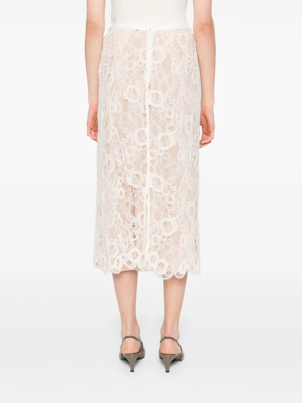 Fabiana Filippi Lace Scalloped-hem Skirt In Nude