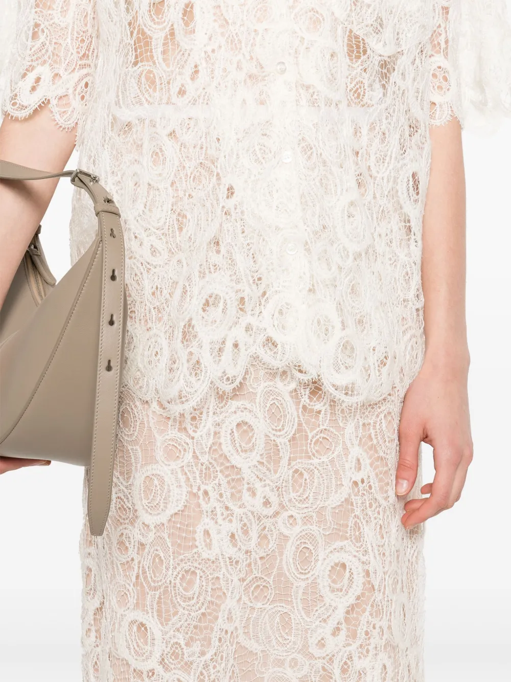 Fabiana Filippi Lace Scalloped-hem Skirt In Nude
