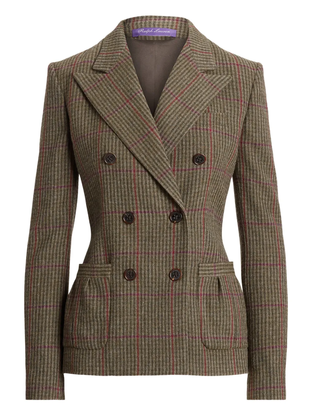 Ralph Lauren Collection double-breasted checked jacket Groen